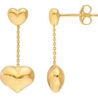 Olas d'Oro - 14K Yellow Gold Large Heart Cable Chain Dangle Earrings