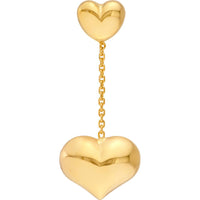 Olas d'Oro - 14K Yellow Gold Large Heart Cable Chain Dangle Earrings
