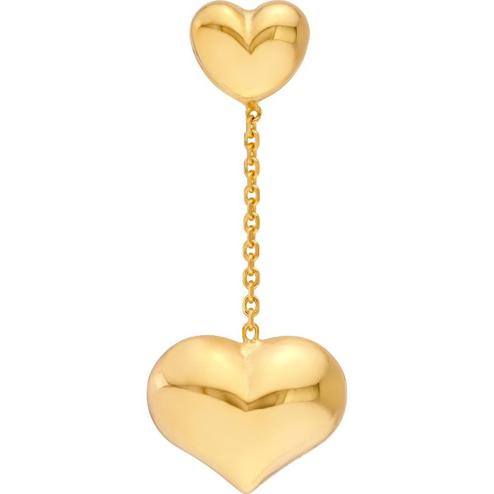 Olas d'Oro - 14K Yellow Gold Large Heart Cable Chain Dangle Earrings