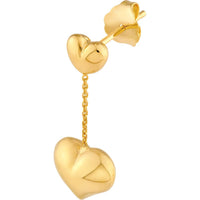 Olas d'Oro - 14K Yellow Gold Large Heart Cable Chain Dangle Earrings