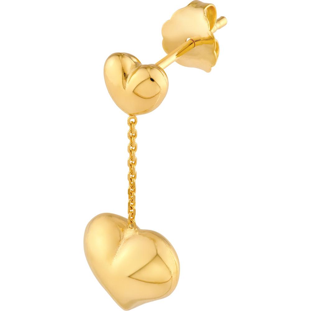 Olas d'Oro - 14K Yellow Gold Large Heart Cable Chain Dangle Earrings