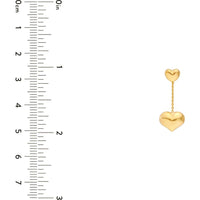 Olas d'Oro - 14K Yellow Gold Large Heart Cable Chain Dangle Earrings