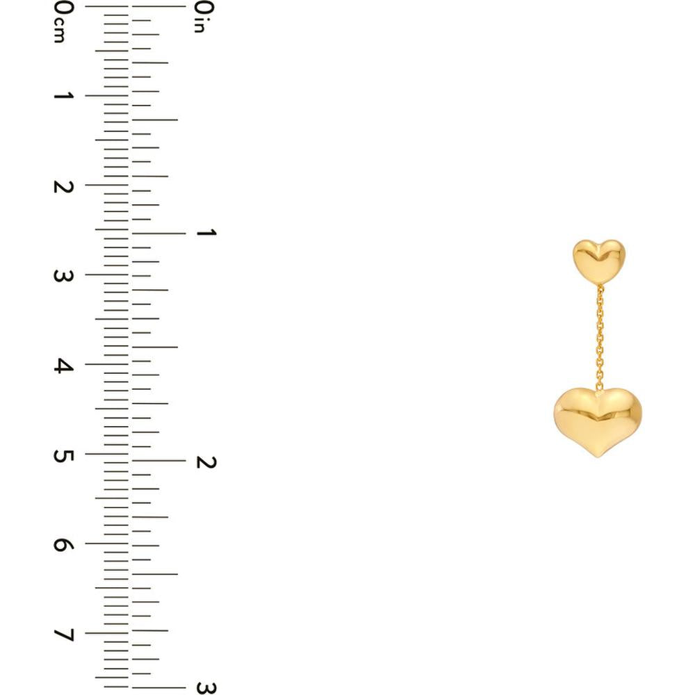 Olas d'Oro - 14K Yellow Gold Large Heart Cable Chain Dangle Earrings