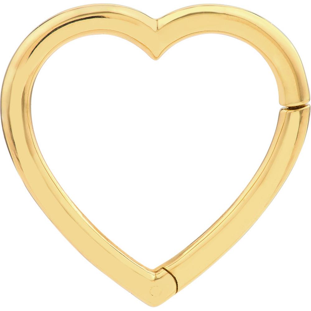 Olas d'Oro - 14K Yellow Gold Large Heart Snap Lock Clasp Pendant
