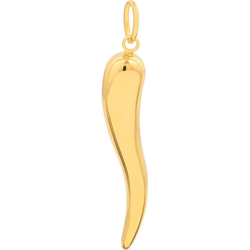 Olas d'Oro - 14K Yellow Gold Large Italian Horn Pendant - 1.04g