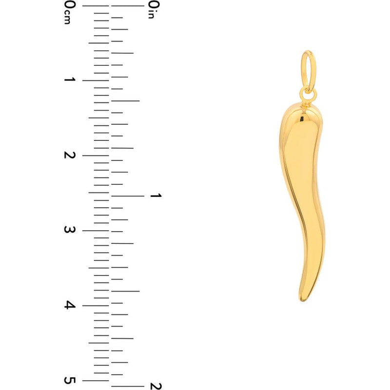 Olas d'Oro - 14K Yellow Gold Large Italian Horn Pendant - 1.04g
