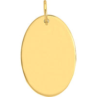 Olas d'Oro - 14K Yellow Gold Large Oval Engravable Charm Pendant - 3.10g