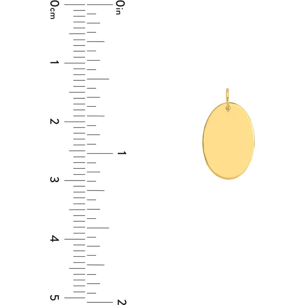Olas d'Oro - 14K Yellow Gold Large Oval Engravable Charm Pendant - 3.10g
