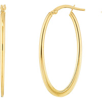 Olas d'Oro - 14K Yellow Gold Large Oval Hoop Earrings - 1.50g Total Weight