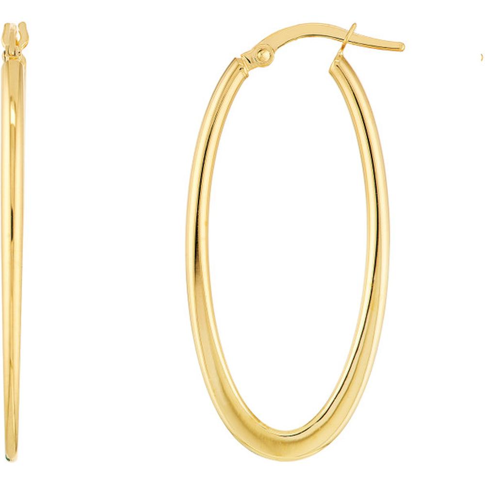 Olas d'Oro - 14K Yellow Gold Large Oval Hoop Earrings - 1.50g Total Weight