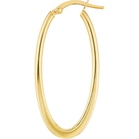 Olas d'Oro - 14K Yellow Gold Large Oval Hoop Earrings - 1.50g Total Weight