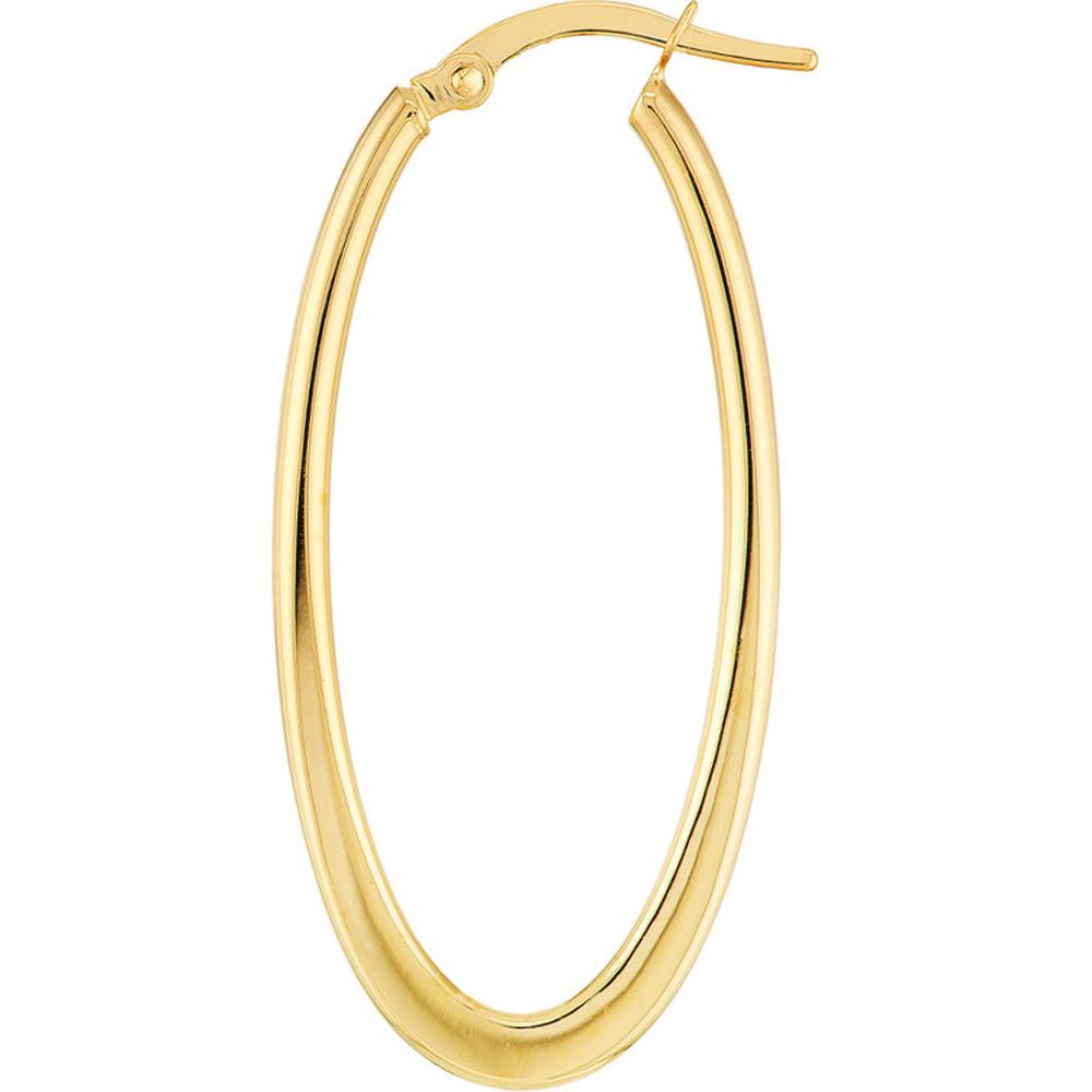 Olas d'Oro - 14K Yellow Gold Large Oval Hoop Earrings - 1.50g Total Weight