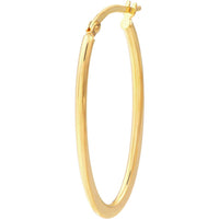 Olas d'Oro - 14K Yellow Gold Large Oval Hoop Earrings - 1.50g Total Weight