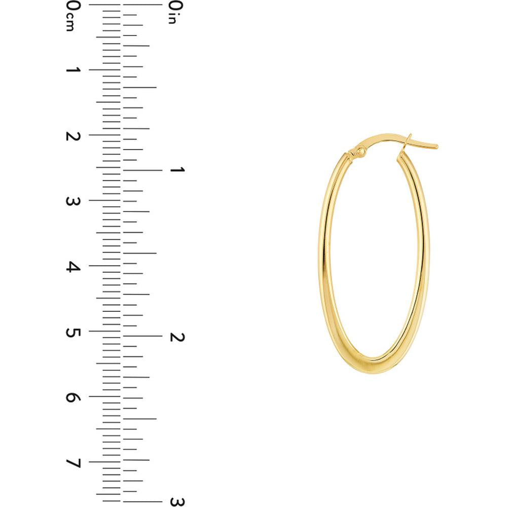 Olas d'Oro - 14K Yellow Gold Large Oval Hoop Earrings - 1.50g Total Weight