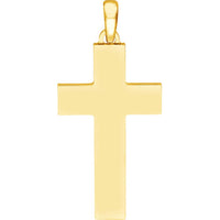 Olas d'Oro - 14K Yellow Gold Large Polished Flat Cross Pendant - 4.95g