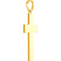Olas d'Oro - 14K Yellow Gold Large Polished Flat Cross Pendant - 4.95g