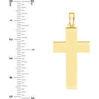 Olas d'Oro - 14K Yellow Gold Large Polished Flat Cross Pendant - 4.95g