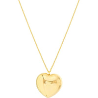 Olas d'Oro - 14K Yellow Gold Large Puff Heart Necklace - 4.16g