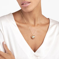 Olas d'Oro - 14K Yellow Gold Large Puff Heart Necklace - 4.16g