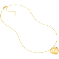 Olas d'Oro - 14K Yellow Gold Large Puff Heart Necklace - 4.16g