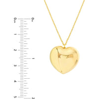 Olas d'Oro - 14K Yellow Gold Large Puff Heart Necklace - 4.16g