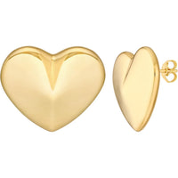 Olas d'Oro - 14K Yellow Gold Large Puffy Heart Earrings - 3.7g Total Weight
