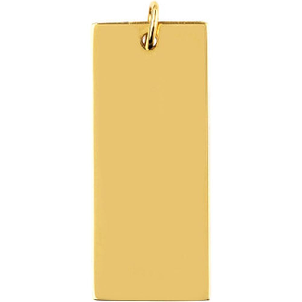 Olas d'Oro - 14K Yellow Gold Large Rectangular Engravable Charm - 30x12.70mm, 3.10g