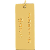 Olas d'Oro - 14K Yellow Gold Large Rectangular Engravable Charm - 30x12.70mm, 3.10g