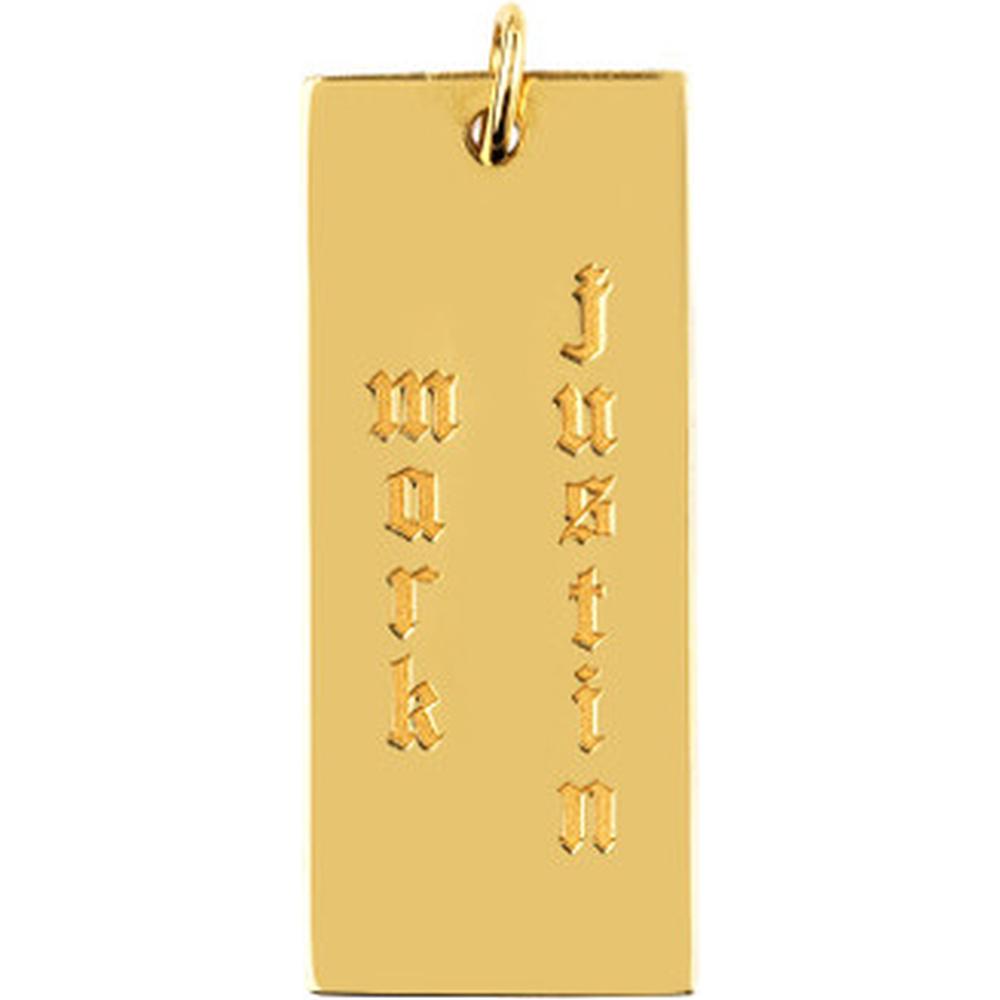 Olas d'Oro - 14K Yellow Gold Large Rectangular Engravable Charm - 30x12.70mm, 3.10g