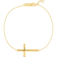 Olas d'Oro - 14K Yellow Gold Large Sideways Cross Bracelet  Timeless Faith Jewelry