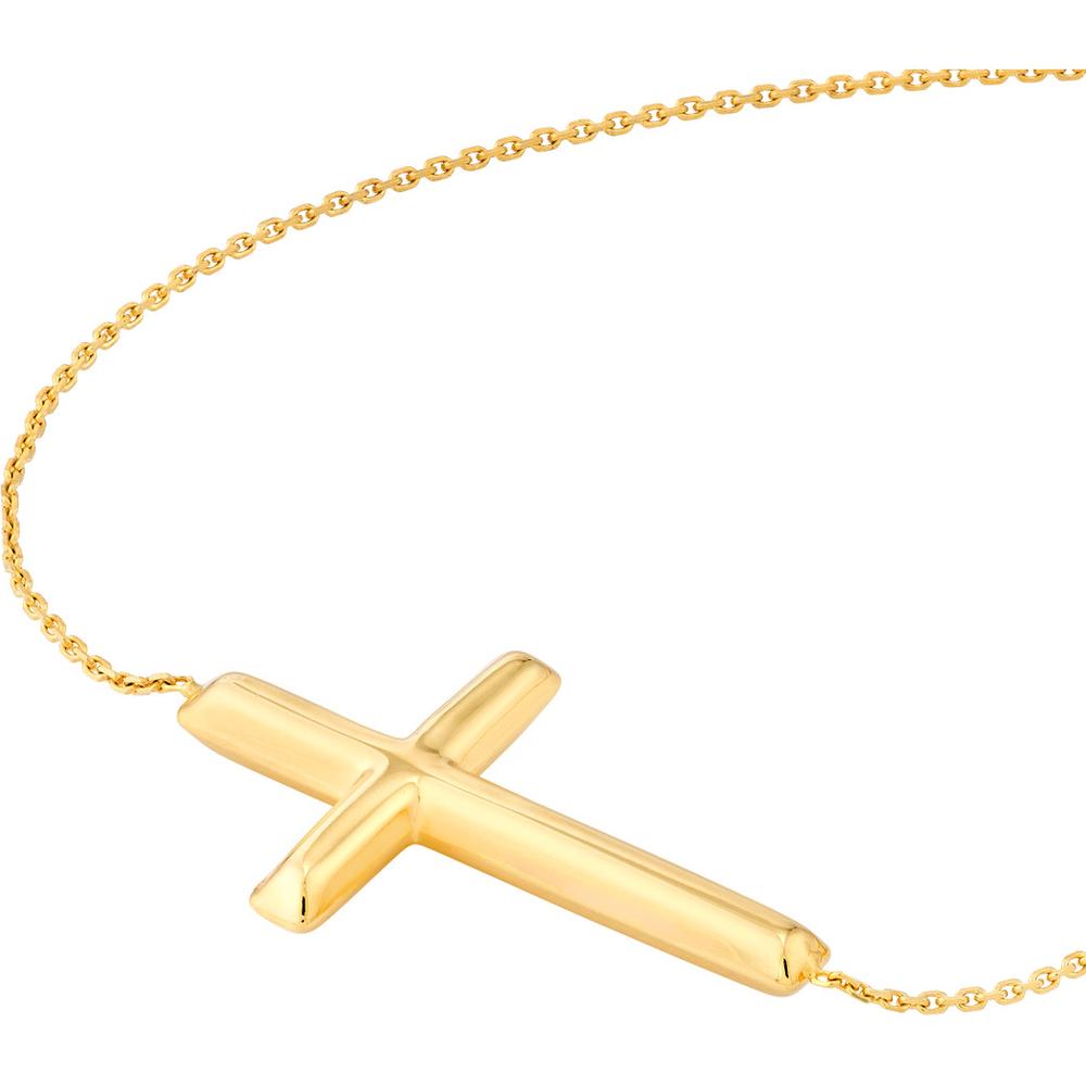 Olas d'Oro - 14K Yellow Gold Large Sideways Cross Bracelet  Timeless Faith Jewelry