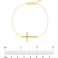 Olas d'Oro - 14K Yellow Gold Large Sideways Cross Bracelet  Timeless Faith Jewelry
