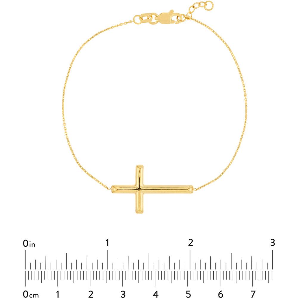Olas d'Oro - 14K Yellow Gold Large Sideways Cross Bracelet  Timeless Faith Jewelry