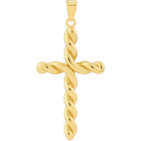 Olas d'Oro - 14K Yellow Gold Large Twist Cross Pendant - 3.80g
