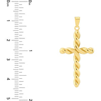Olas d'Oro - 14K Yellow Gold Large Twist Cross Pendant - 3.80g