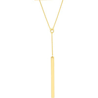 Olas d'Oro - 14K Yellow Gold Lariat Bar Adjustable Necklace - 2.85g