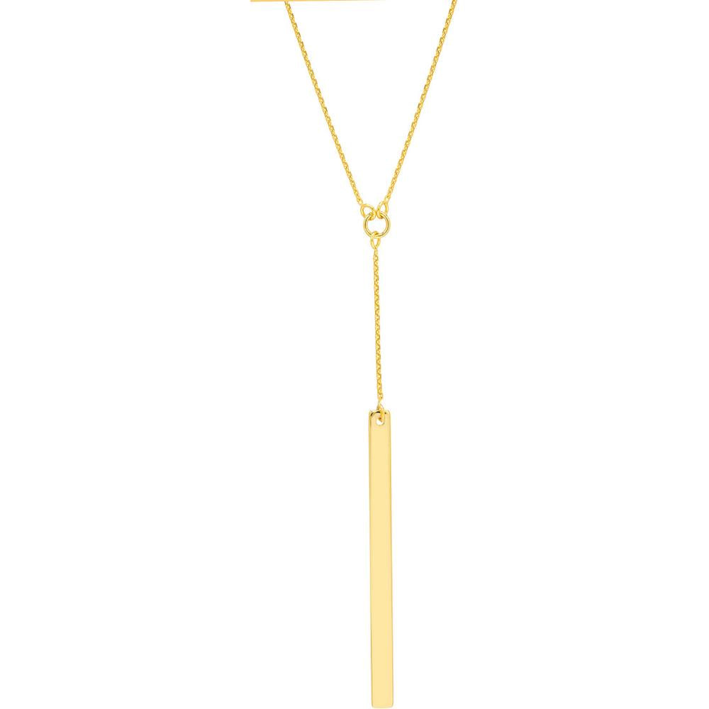 Olas d'Oro - 14K Yellow Gold Lariat Bar Adjustable Necklace - 2.85g