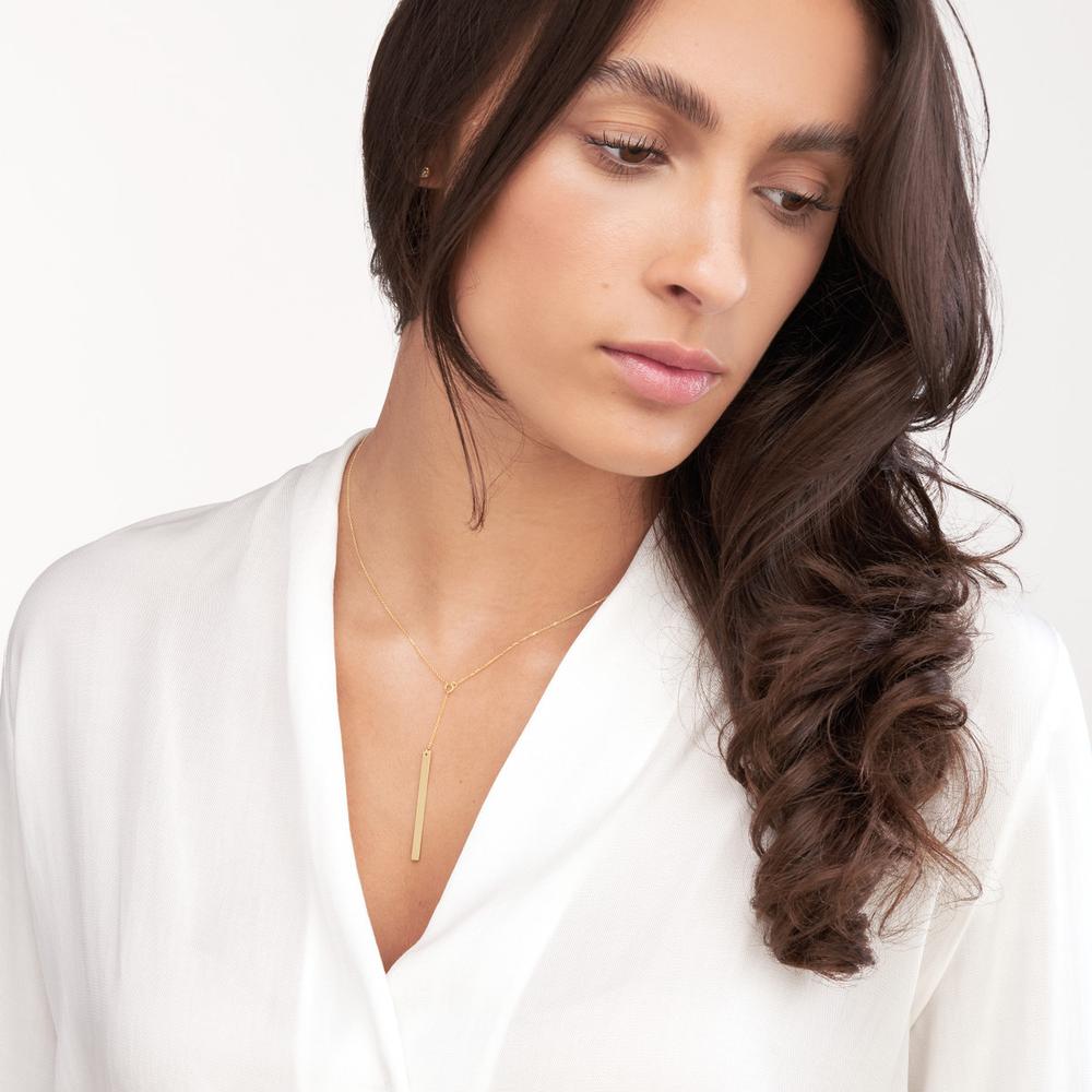 Olas d'Oro - 14K Yellow Gold Lariat Bar Adjustable Necklace - 2.85g