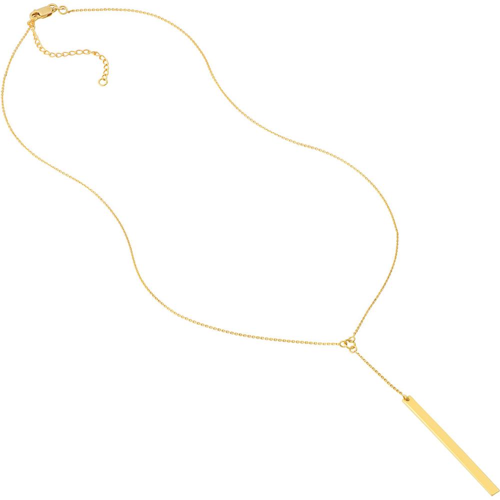 Olas d'Oro - 14K Yellow Gold Lariat Bar Adjustable Necklace - 2.85g