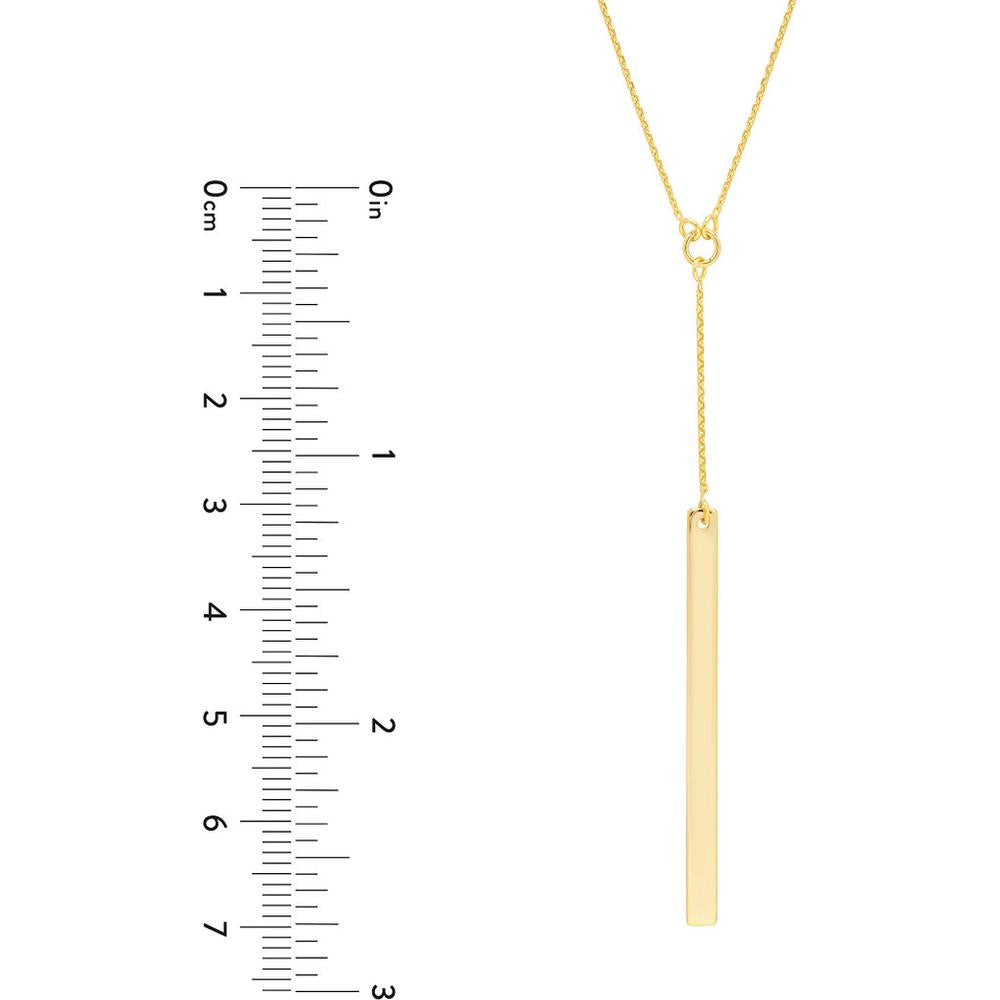 Olas d'Oro - 14K Yellow Gold Lariat Bar Adjustable Necklace - 2.85g