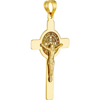 Olas d'Oro - 14K Yellow Gold Laser Engraved San Benito Crucifix Pendant