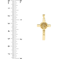 Olas d'Oro - 14K Yellow Gold Laser Engraved San Benito Crucifix Pendant