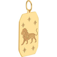Olas d'Oro - 14K Yellow Gold Leo Engraved Pendant with Celestial Stars - 1.72g