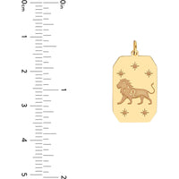 Olas d'Oro - 14K Yellow Gold Leo Engraved Pendant with Celestial Stars - 1.72g