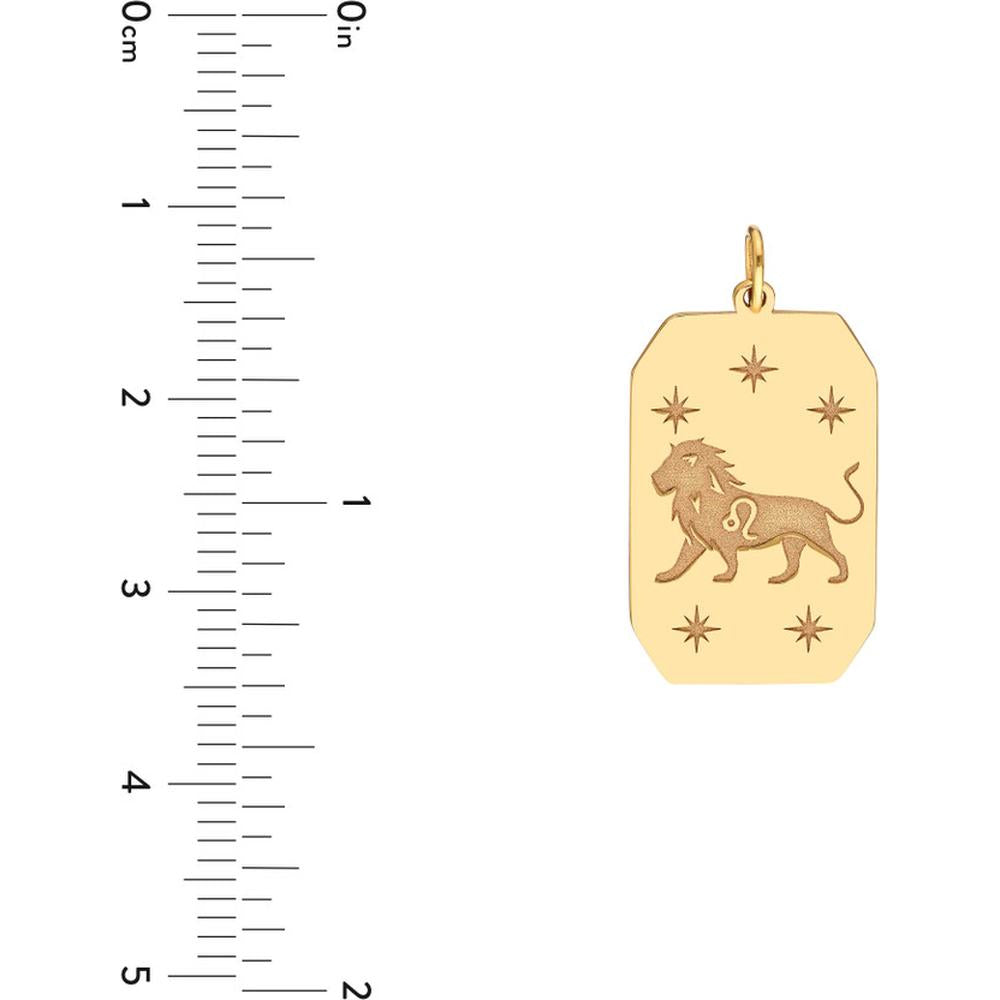 Olas d'Oro - 14K Yellow Gold Leo Engraved Pendant with Celestial Stars - 1.72g
