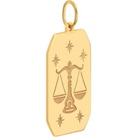 Olas d'Oro - 14K Yellow Gold Libra Engraved Pendant with Star Details - 1.64g