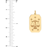 Olas d'Oro - 14K Yellow Gold Libra Engraved Pendant with Star Details - 1.64g