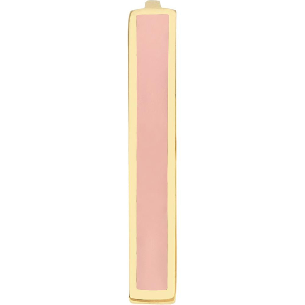 Olas d'Oro - 14K Yellow Gold Light Pink Enamel Baby Hoop Earrings - 1.50g Total Weight