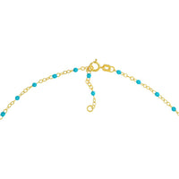 Olas d'Oro - 14K Yellow Gold Light Turquoise Enamel Bead on Piatto Chain Necklace  18'' Length