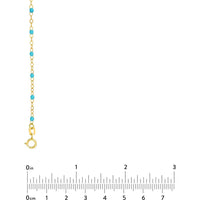 Olas d'Oro - 14K Yellow Gold Light Turquoise Enamel Bead on Piatto Chain Necklace  18'' Length